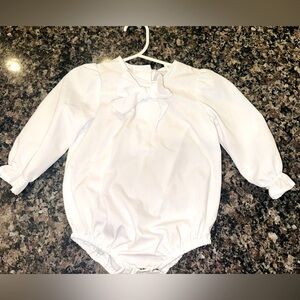 Beaufort Bonnet Company 6/12 VGUC White bow onesie - perfect under jumpers